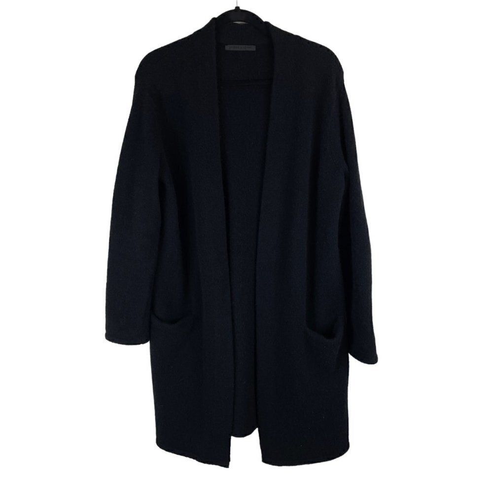 Jenni Kayne Merino Wool Blend Open Front Cardigan Sweater Coat Black Size S - Picture 2 of 8